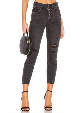 We the Free Black Distressed High-Rise Denim Jeans | 25 | Blossom Rigid Crop